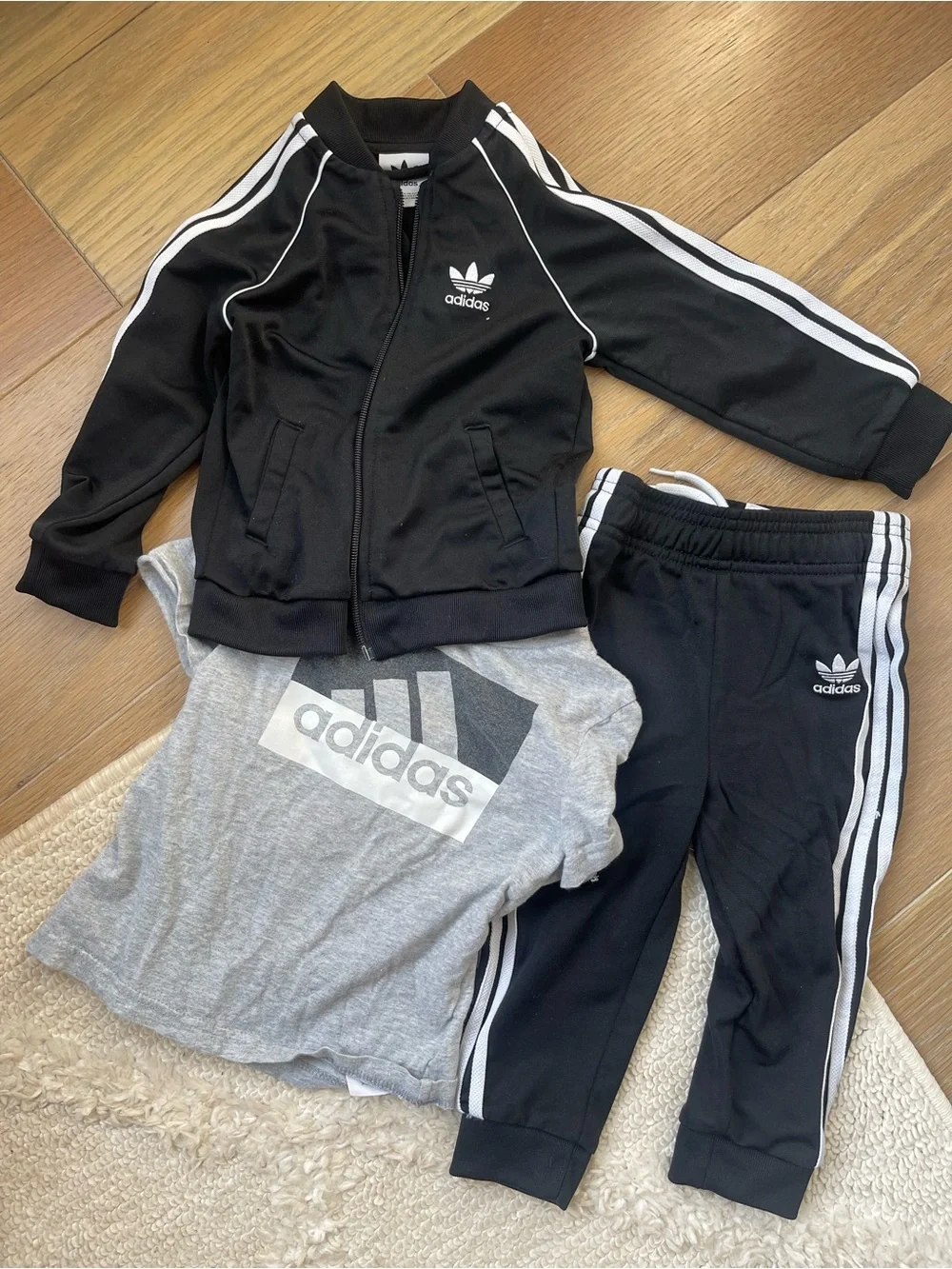 adidas Black Toddler Track Jacket and Pants Set